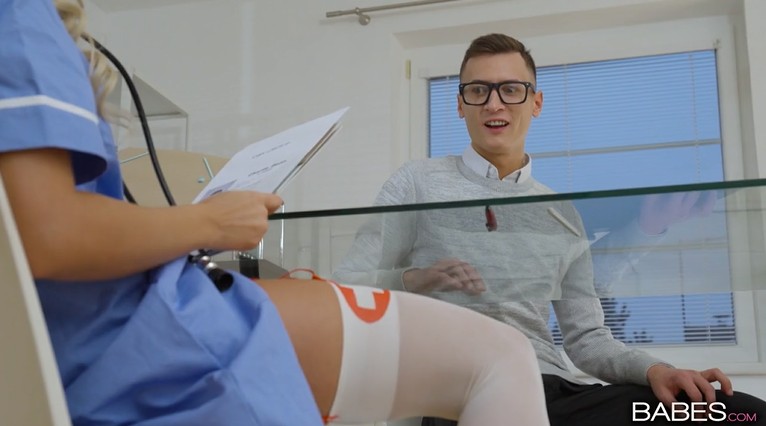 Blonde Doctor in White Stockings Fucks the Patient